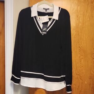 Adrianna Papell Black and White Blouse